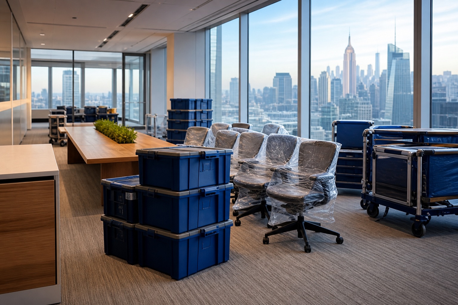 Commercial Moving & Office Movers NY 39 Commercial moving equipment prepared in a New York office