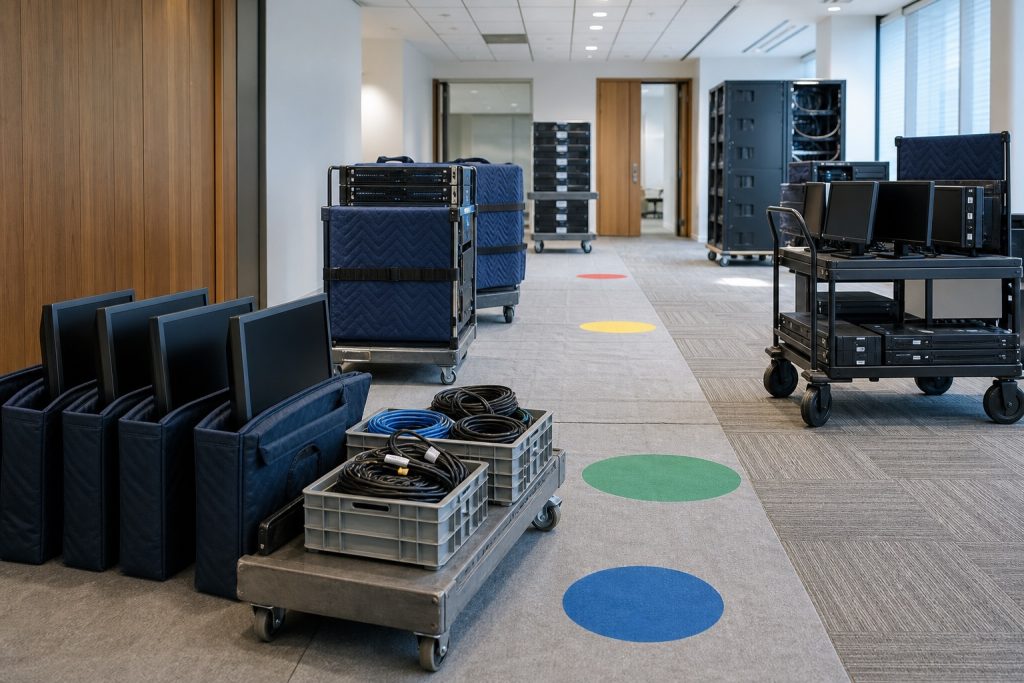Protected office technology prepared for a commercial move
